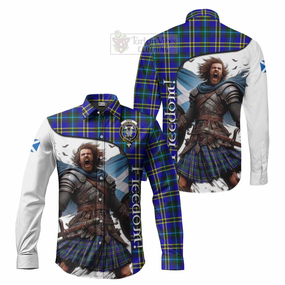 Tartan Vibes Clothing Hope Crest Tartan Long Sleeve Button Shirt Inspired by the Freedom of Scottish Warrior