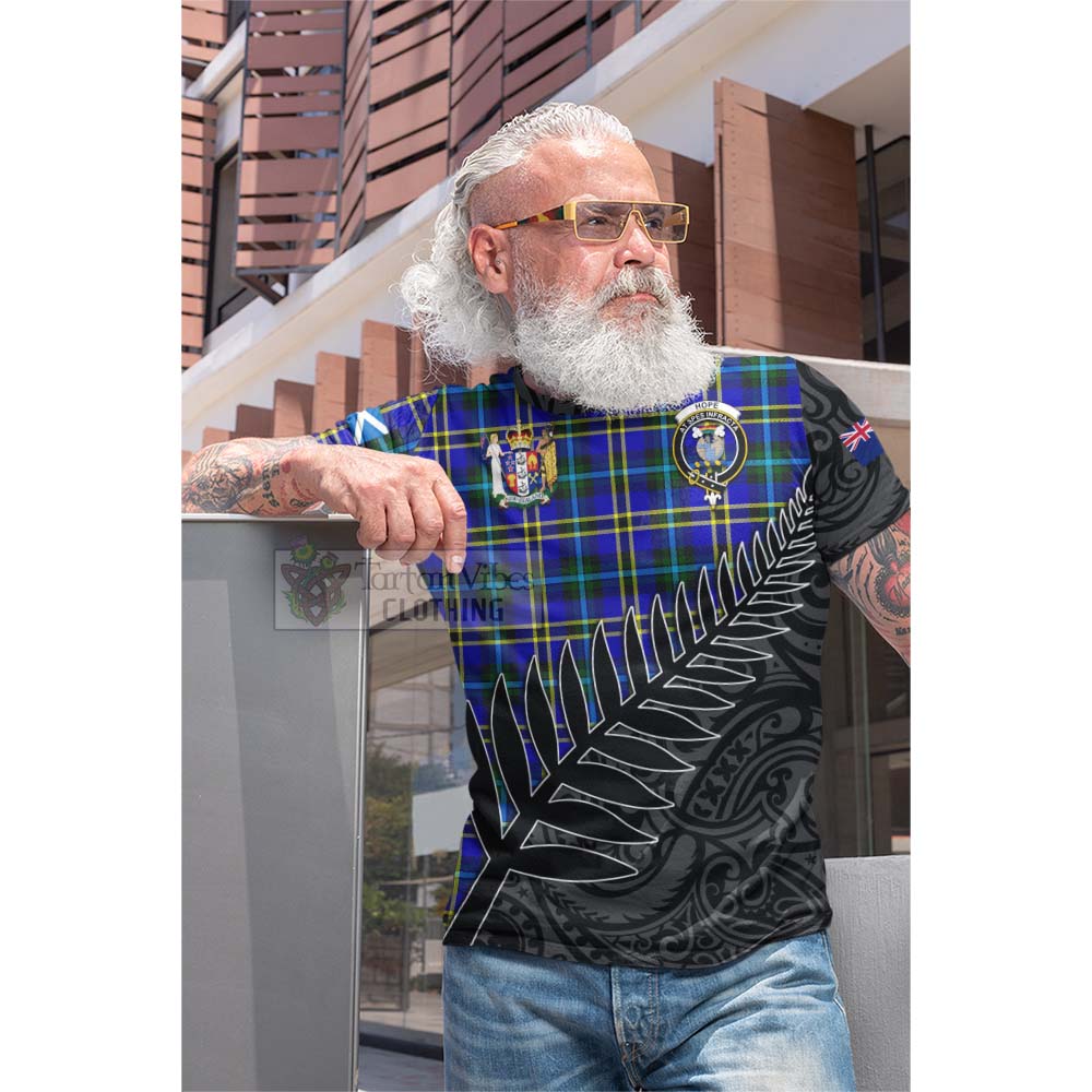 Tartan Vibes Clothing Hope Crest Tartan Cotton T-shirt with New Zealand Silver Fern Half Style