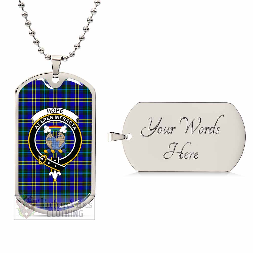 Tartan Vibes Clothing Hope Tartan Dog Tag Necklace with Family Crest