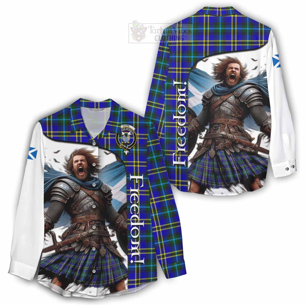 Tartan Vibes Clothing Hope Crest Tartan Women's Casual Shirt Inspired by the Freedom of Scottish Warrior