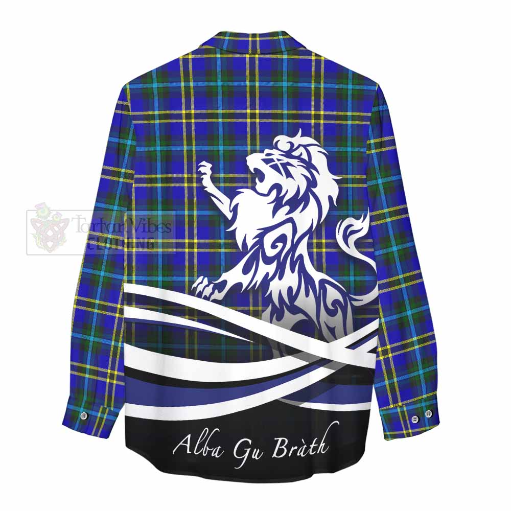 Tartan Vibes Clothing Hope Tartan Women's Casual Shirt with Alba Gu Brath Regal Lion Emblem