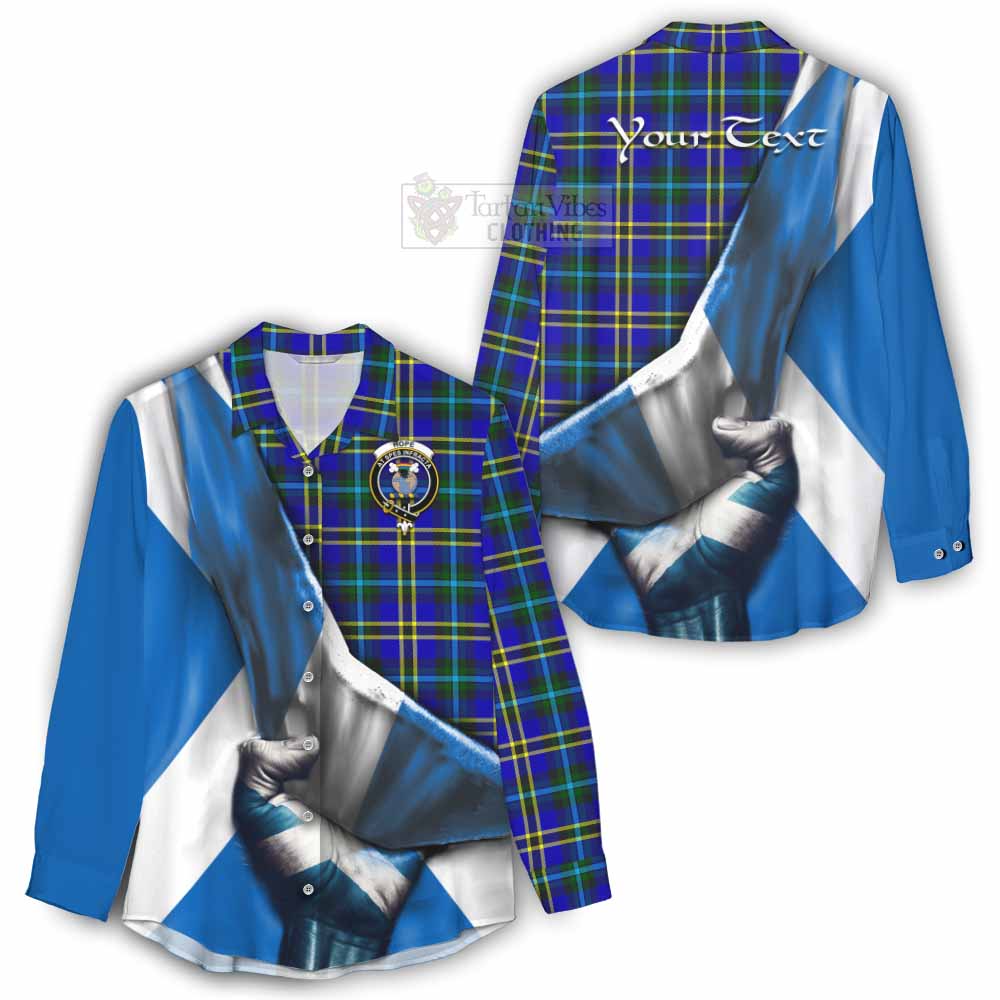 Tartan Vibes Clothing Hope Tartan Women's Casual Shirt with Family Crest Scotland Patriotic Style