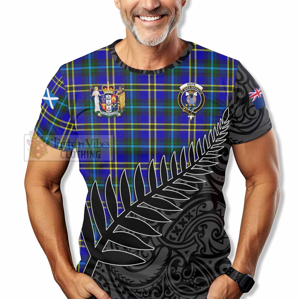 Tartan Vibes Clothing Hope Crest Tartan T-Shirt with New Zealand Silver Fern Half Style