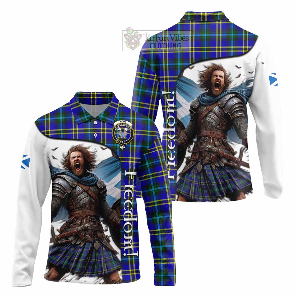 Tartan Vibes Clothing Hope Crest Tartan Long Sleeve Polo Shirt Inspired by the Freedom of Scottish Warrior