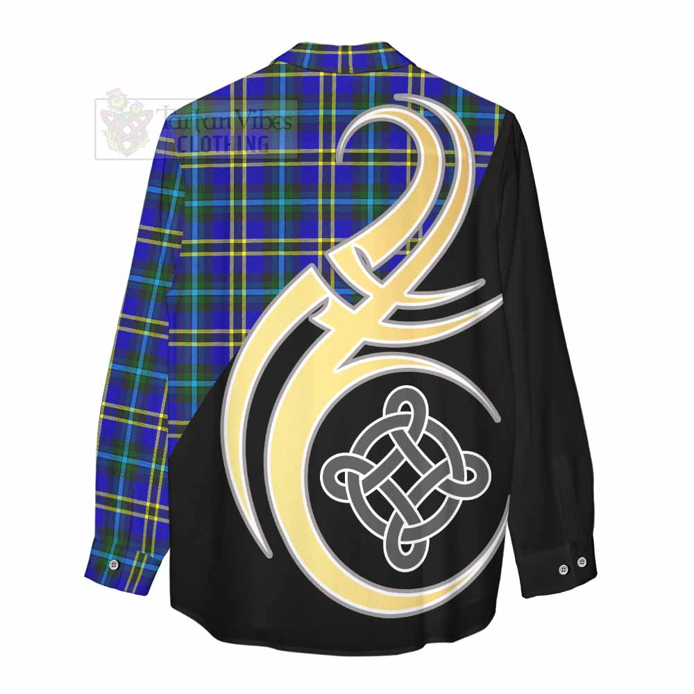 Tartan Vibes Clothing Hope Tartan Women's Casual Shirt with Family Crest and Celtic Symbol Style