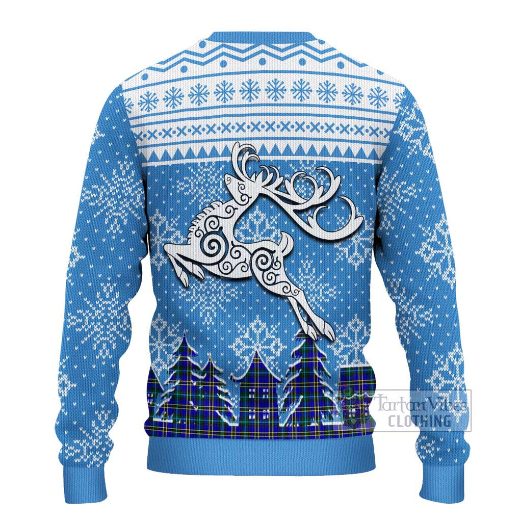 Tartan Vibes Clothing Hope Clan Christmas Ugly Sweater with Tartan and Celtic Raindeer Style