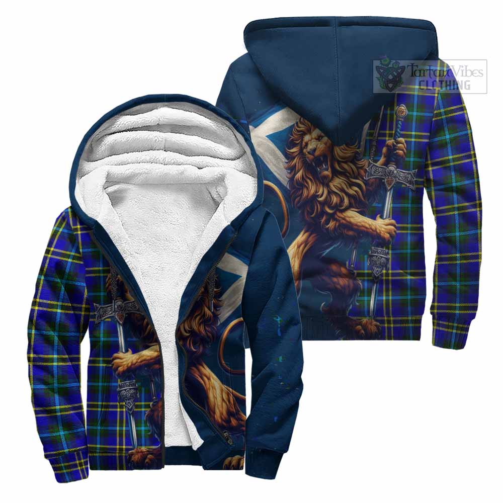 Tartan Vibes Clothing Hope Tartan Family Crest Sherpa Hoodie with Scottish Majestic Lion