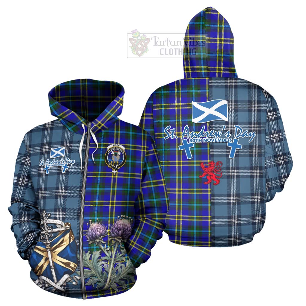 Tartan Vibes Clothing Hope Tartan Hoodie Happy St. Andrew's Day Half Tartan Style