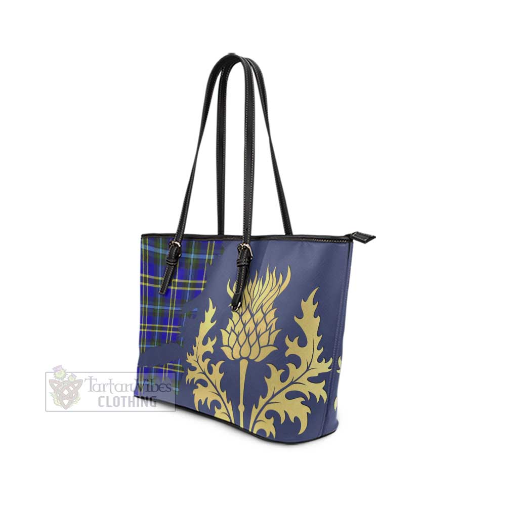 Hope Tartan Leather Tote Bag Gold Thistle Style - Tartan Vibes Clothing