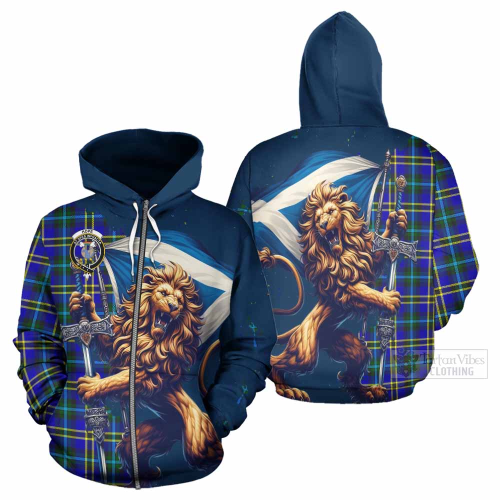 Tartan Vibes Clothing Hope Tartan Family Crest Hoodie with Scottish Majestic Lion