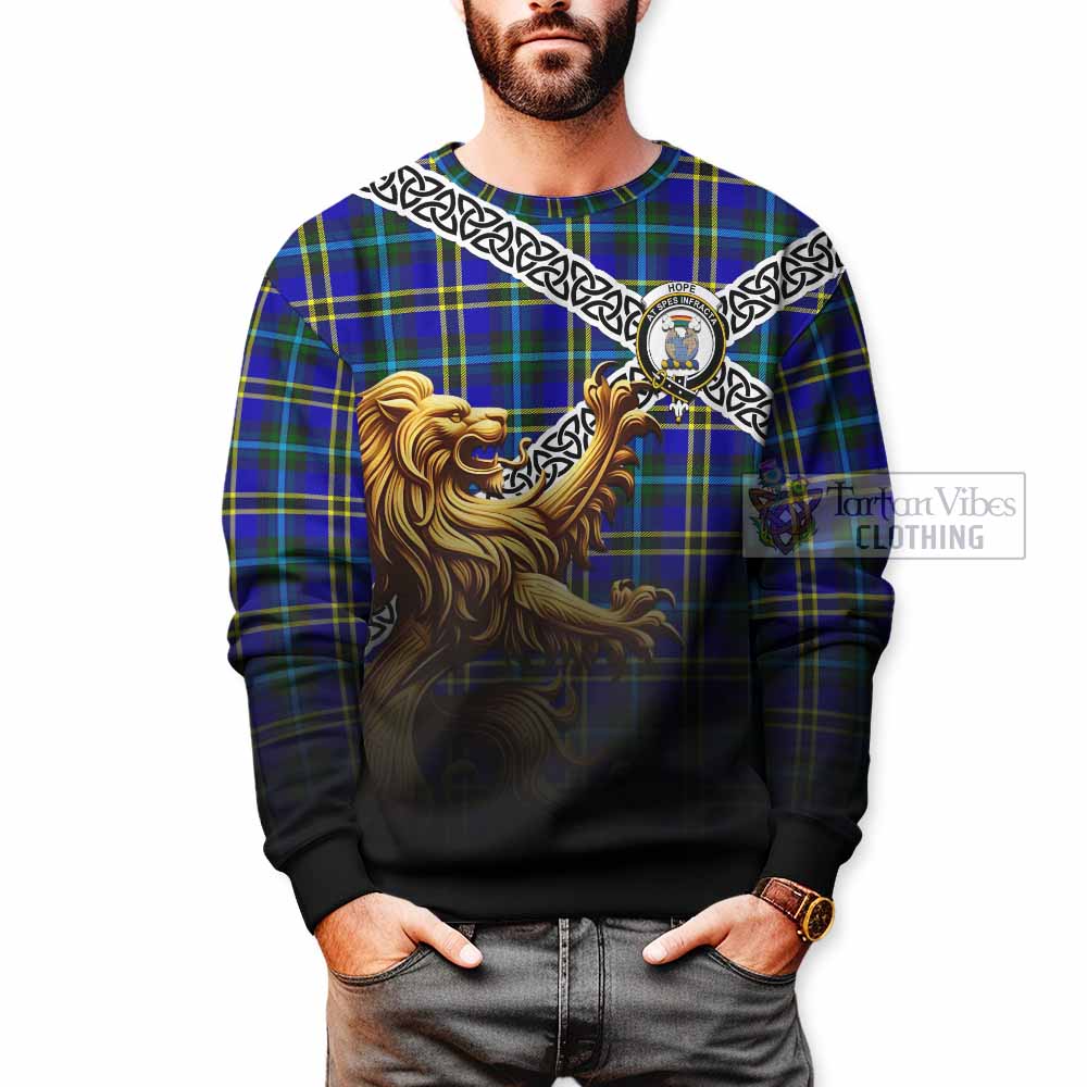 Hope Crest Tartan Sweatshirt with Golden Lion Emblem Celtic Style - Tartan Vibes Clothing