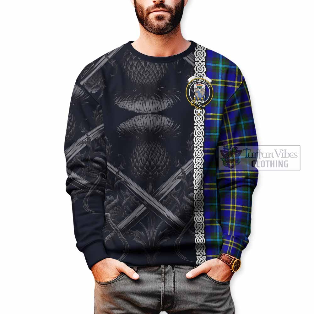 Tartan Vibes Clothing Hope Tartan Sweatshirt with Family Crest Cross Sword Thistle Celtic Vibes