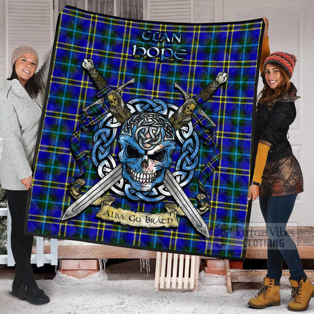 Tartan Vibes Clothing Hope Tartan Quilt with Celtic Skull Alba Gu Brath Style