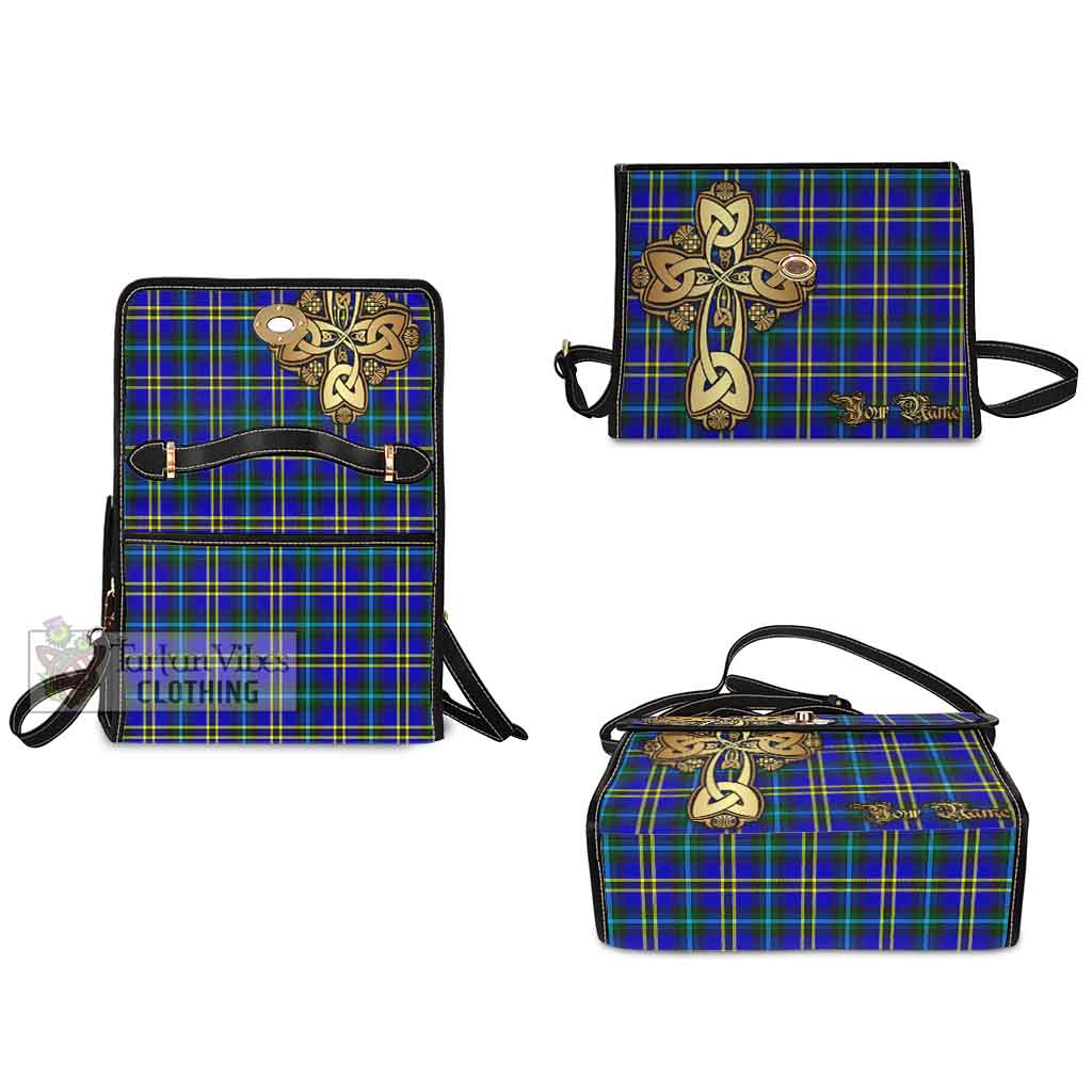 Tartan Vibes Clothing Hope Tartan Waterproof Canvas Bag Golden Thistle Celtic Cross Style