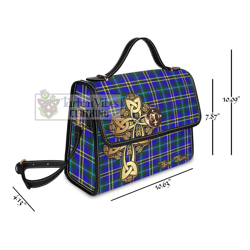 Tartan Vibes Clothing Hope Tartan Waterproof Canvas Bag Golden Thistle Celtic Cross Style