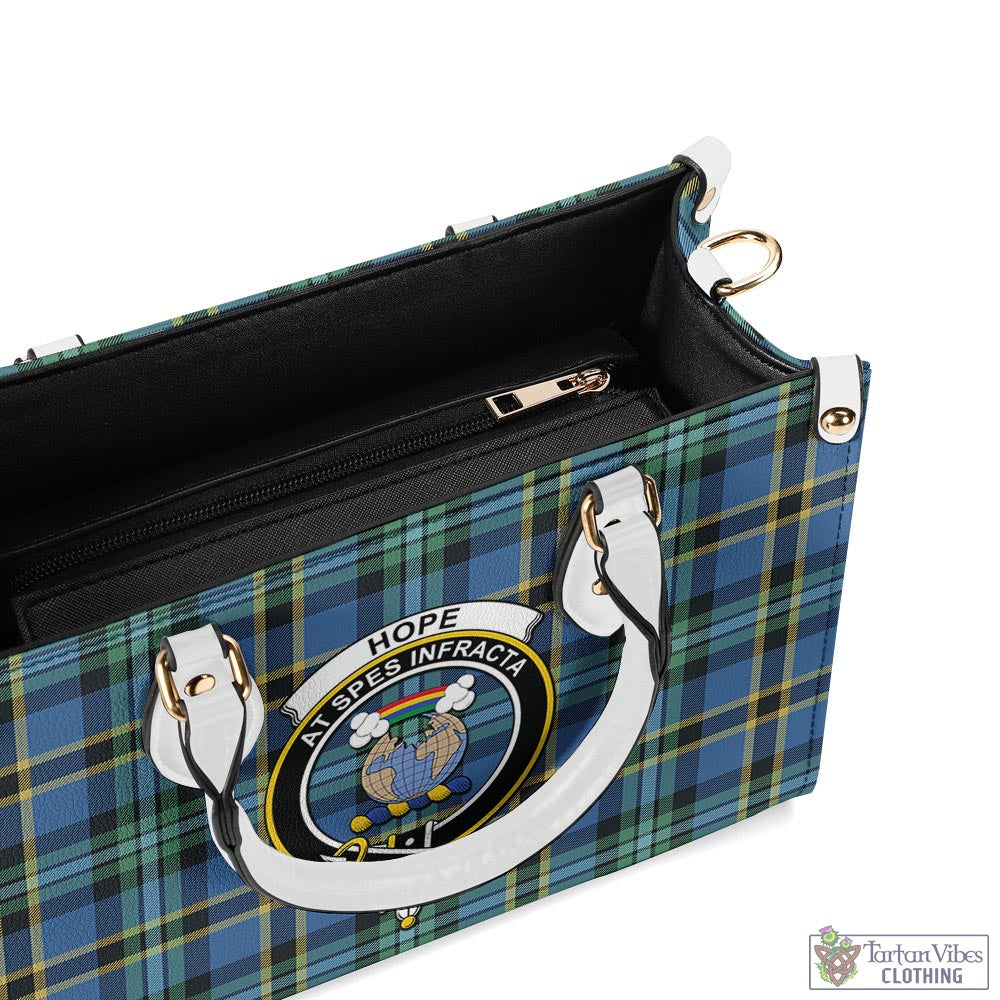 Tartan Vibes Clothing Hope Ancient Tartan Luxury Leather Handbags with Family Crest