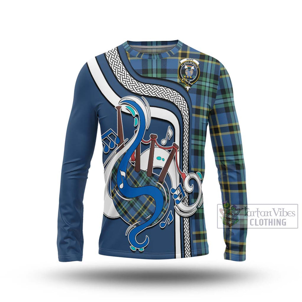 Tartan Vibes Clothing Hope Ancient Tartan Long Sleeve T-Shirt with Epic Bagpipe Style