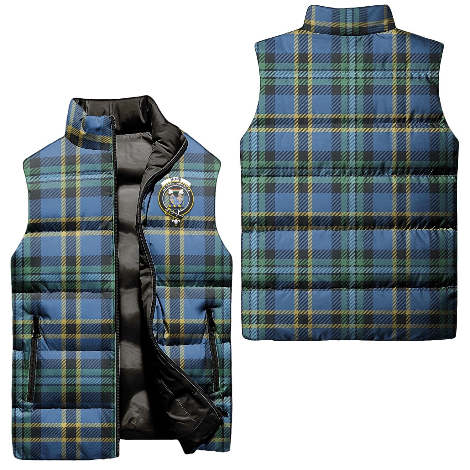 Hope Ancient Tartan Sleeveless Puffer Jacket with Family Crest Unisex - Tartanvibesclothing