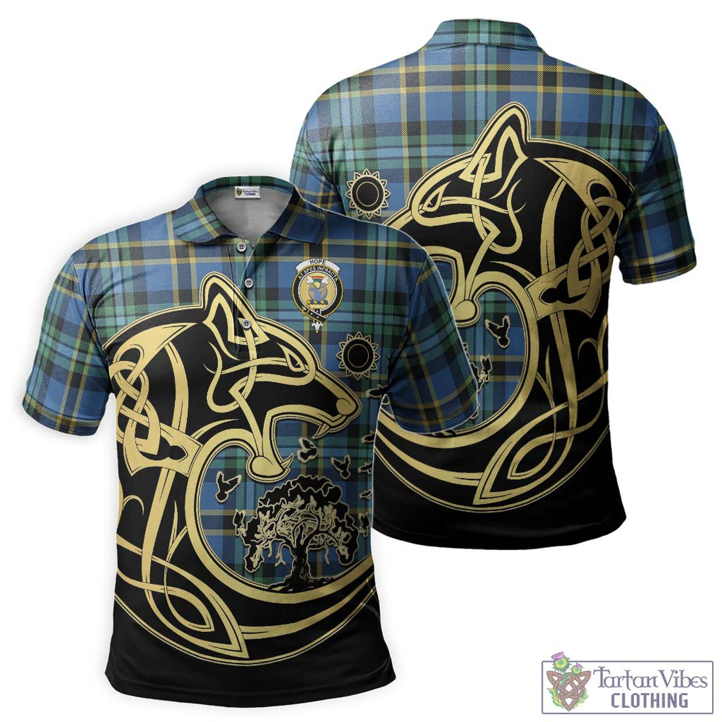 Hope Ancient Tartan Polo Shirt with Family Crest Celtic Wolf Style Kid - Tartanvibesclothing Shop