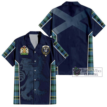 Hope Ancient Tartan Short Sleeve Button Shirt with Family Crest and Lion Rampant Vibes Sport Style