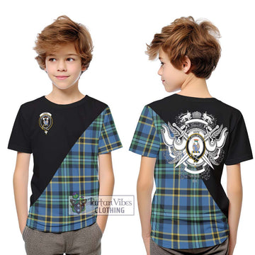 Hope Ancient Tartan Kid T-Shirt with Family Crest and Military Logo Style