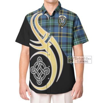 Hope Ancient Tartan Short Sleeve Button Shirt with Family Crest and Celtic Symbol Style