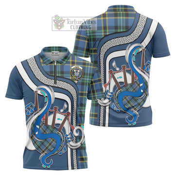 Hope Ancient Tartan Zipper Polo Shirt with Epic Bagpipe Style