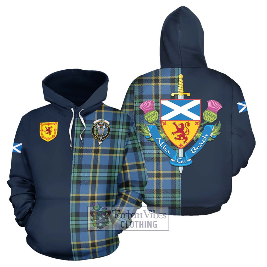 Tartan Vibes Clothing Hope Ancient Tartan Hoodie with Scottish Lion Royal Arm Half Style