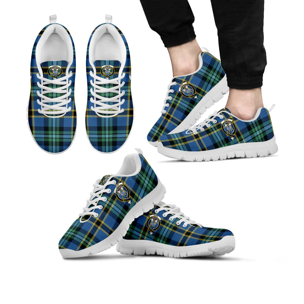 Hope Ancient Tartan Sneakers with Family Crest Kid's Sneakers - Tartan Vibes Clothing