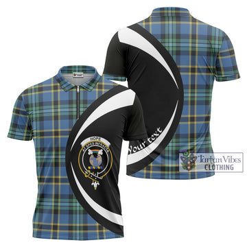 Hope Ancient Tartan Zipper Polo Shirt with Family Crest Circle Style