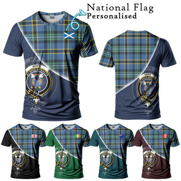 Hope Ancient Tartan T-Shirt with Personalised National Flag and Family Crest Half Style