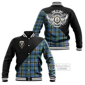 Hope Ancient Tartan Baseball Jacket with Family Crest and Military Logo Style