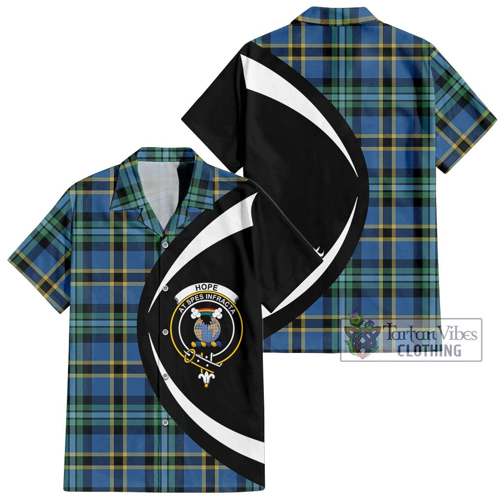 Hope Ancient Tartan Short Sleeve Button Up with Family Crest Circle Style Kid - Tartan Vibes Clothing