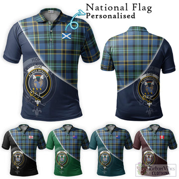 Hope Ancient Tartan Polo Shirt with Personalised National Flag and Family Crest Half Style