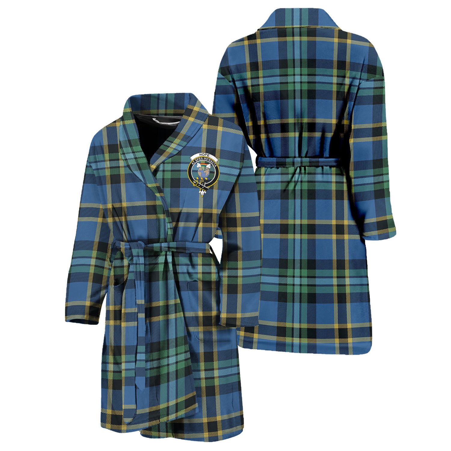 Hope Ancient Tartan Bathrobe with Family Crest Unisex S - Tartan Vibes Clothing