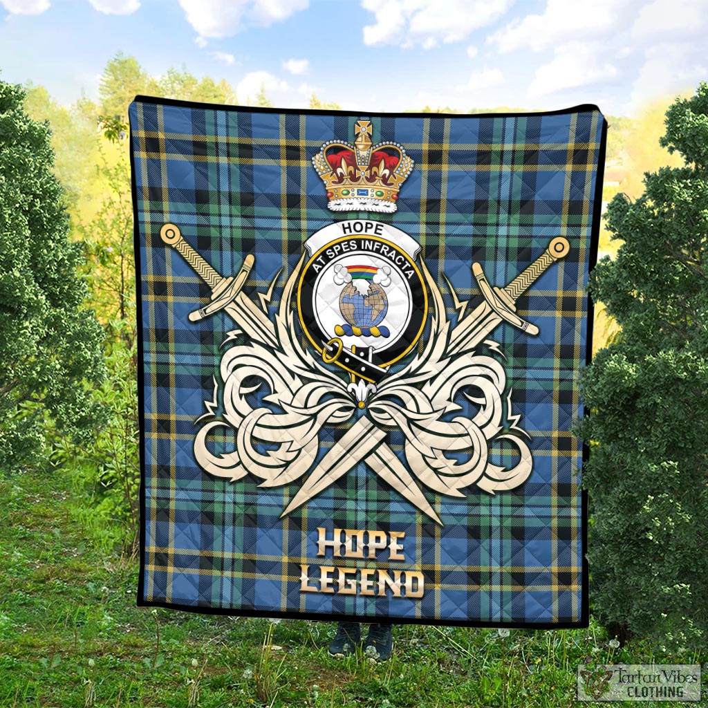 Tartan Vibes Clothing Hope Ancient Tartan Quilt with Clan Crest and the Golden Sword of Courageous Legacy