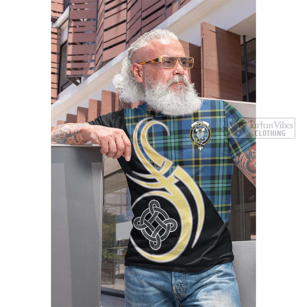 Tartan Vibes Clothing Hope Ancient Tartan Cotton T-shirt with Family Crest and Celtic Symbol Style