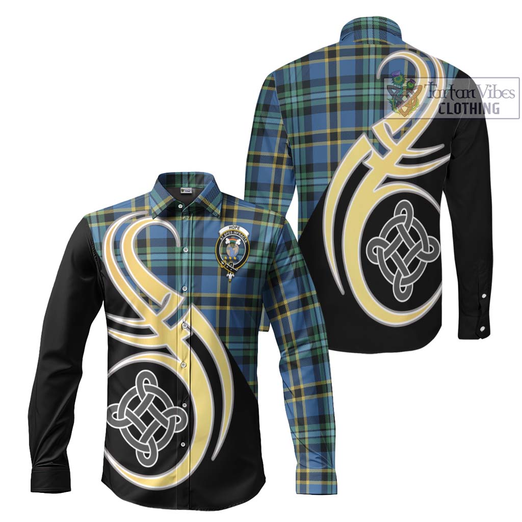 Hope Ancient Tartan Long Sleeve Button Shirt with Family Crest and Celtic Symbol Style Men's Shirt S - Tartan Vibes Clothing