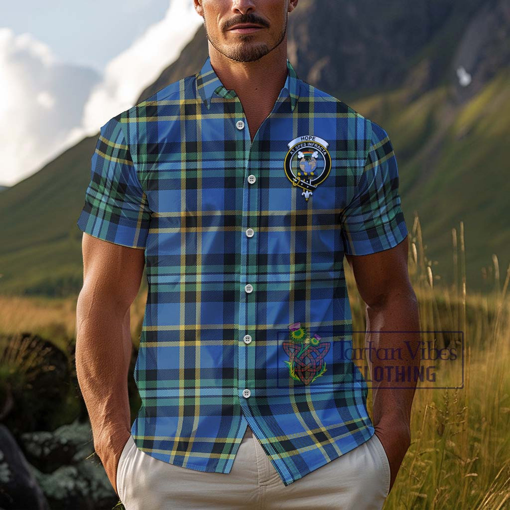 Hope Ancient Tartan Cotton Hawaiian Shirt with Family Crest Adult - Tartan Vibes Clothing