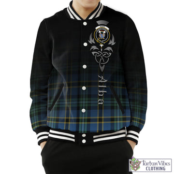 Hope Ancient Tartan Baseball Jacket Featuring Alba Gu Brath Family Crest Celtic Inspired