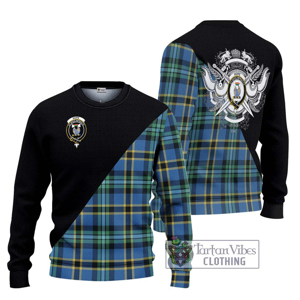 Hope Ancient Tartan Knitted Sweater with Family Crest and Military Logo Style Unisex - Tartanvibesclothing Shop