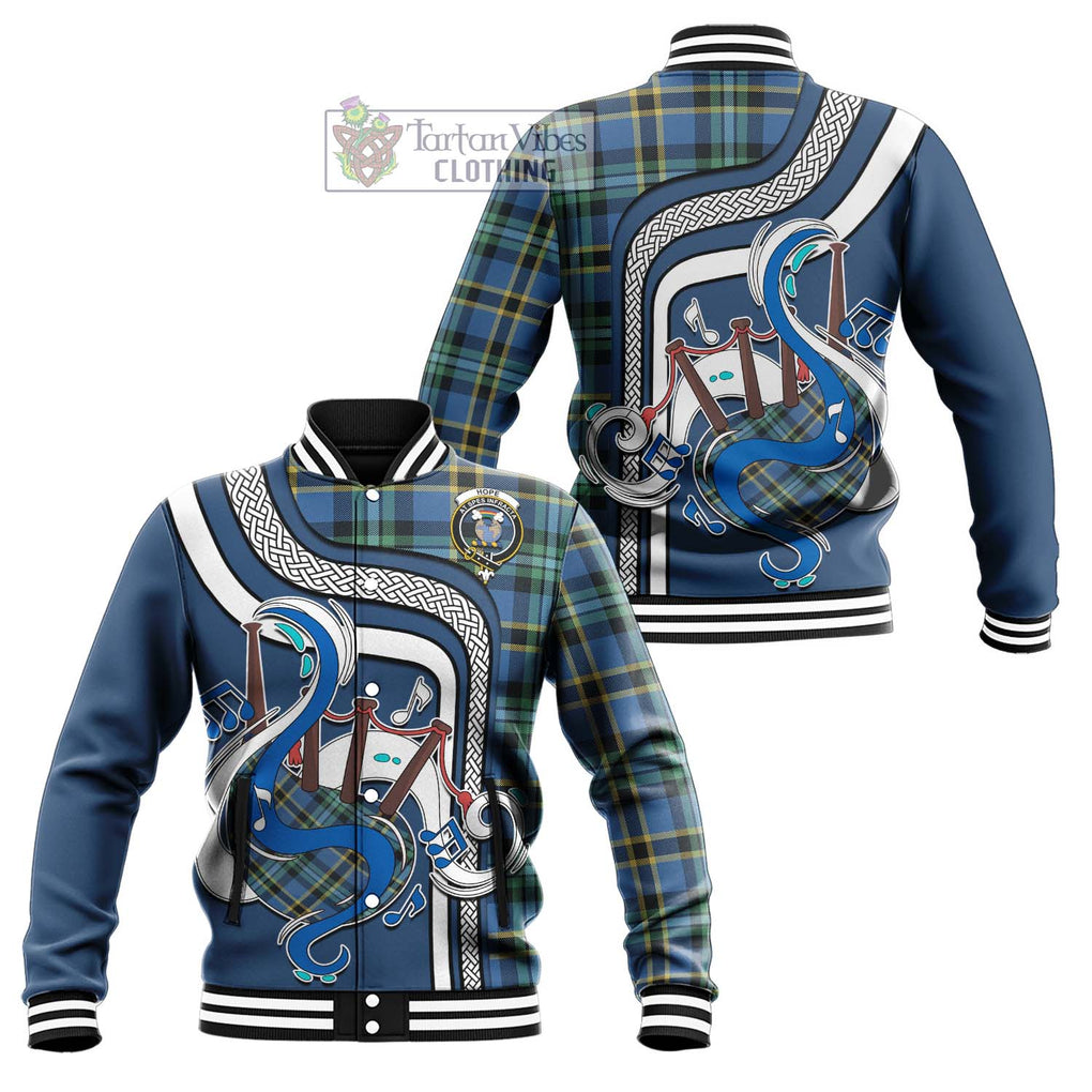 Tartan Vibes Clothing Hope Ancient Tartan Baseball Jacket with Epic Bagpipe Style