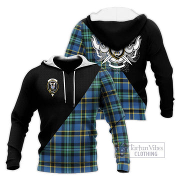 Hope Ancient Tartan Knitted Hoodie with Family Crest and Military Logo Style