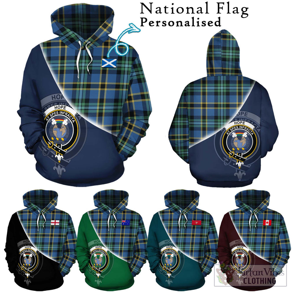 Hope Ancient Tartan Hoodie with Personalised National Flag and Family Crest Half Style Zip Hoodie - Tartanvibesclothing Shop