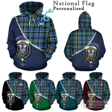 Hope Ancient Tartan Hoodie with Personalised National Flag and Family Crest Half Style