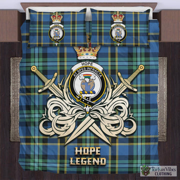 Hope Ancient Tartan Bedding Set with Clan Crest and the Golden Sword of Courageous Legacy