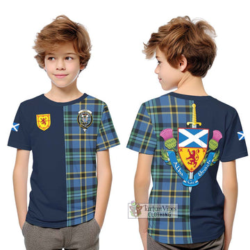 Hope Ancient Tartan Kid T-Shirt Alba with Scottish Lion Royal Arm Half Style