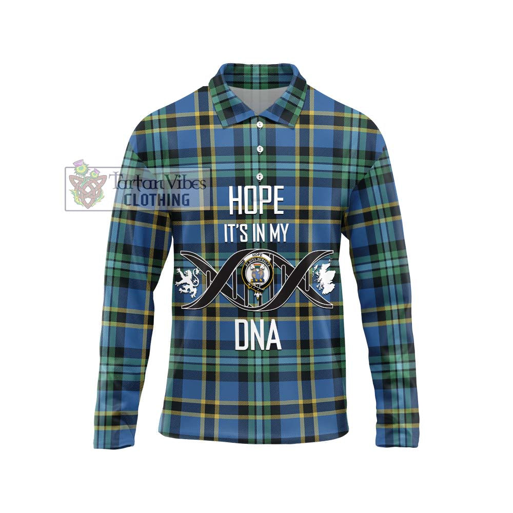 Hope Ancient Tartan Long Sleeve Polo Shirt with Family Crest DNA In Me Style Unisex - Tartanvibesclothing Shop