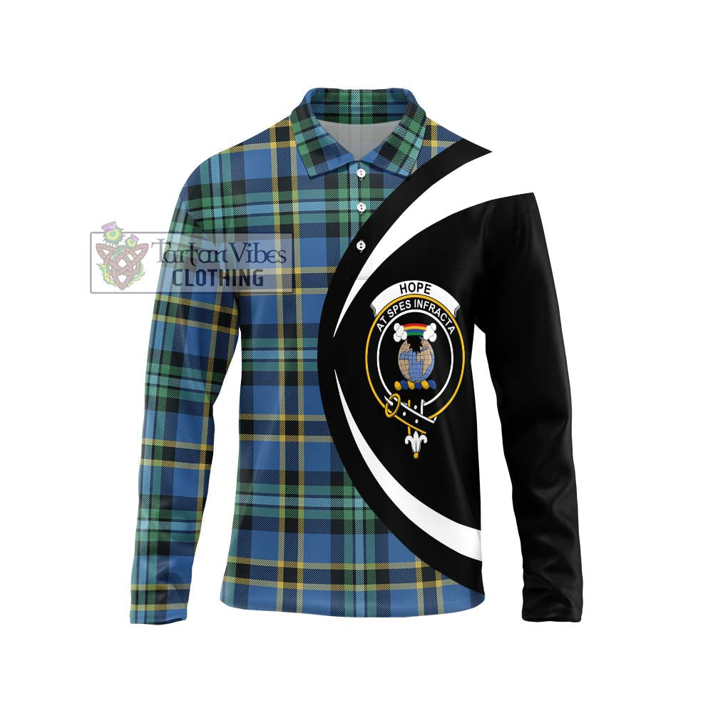 Hope Ancient Tartan Long Sleeve Polo Shirt with Family Crest Circle Style Unisex - Tartan Vibes Clothing