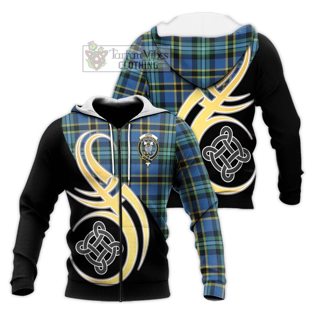 Hope Ancient Tartan Knitted Hoodie with Family Crest and Celtic Symbol Style Unisex Knitted Zip Hoodie - Tartan Vibes Clothing